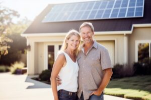 couple heureux de réduire ses coûts énergétiques